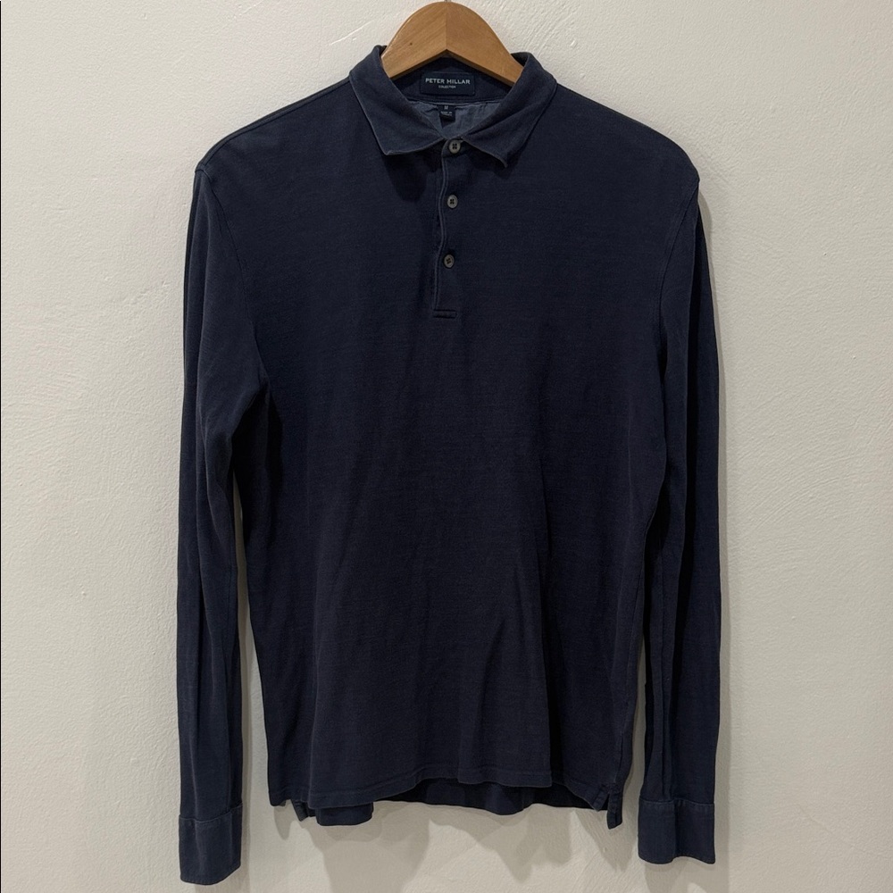 Peter Millar Men's Dark Blue Long Sleeve Polo